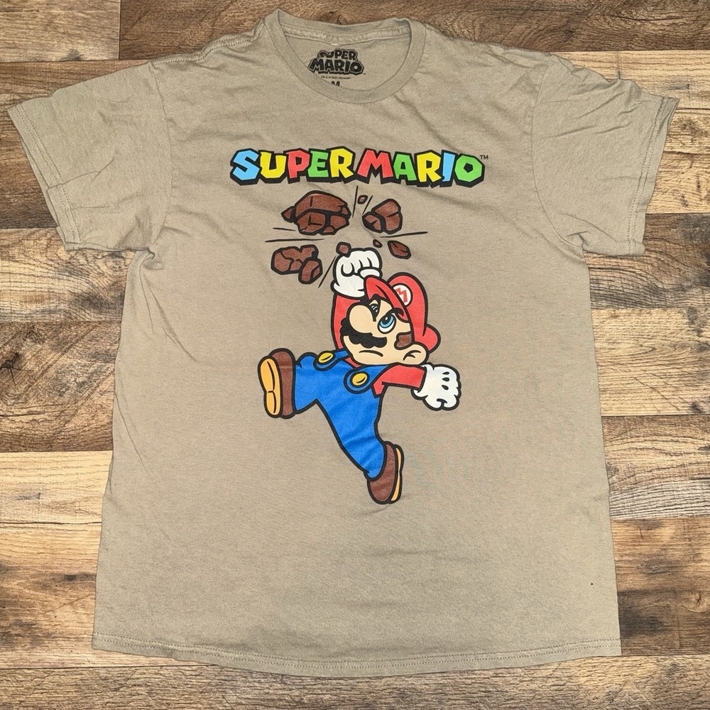 Nintendo Super Mario Brown T Shirt Youth Size M